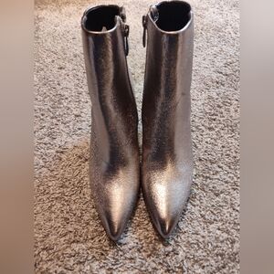 Shimmering Silver Ankle Boots